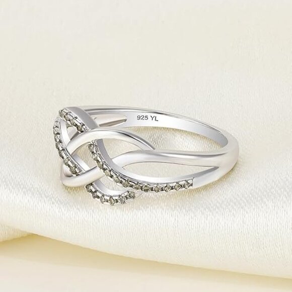 YL Celtic Knot Twisted Knot Ring Birthstone Infinity Rings - Peridot - August - Picture 6 of 6